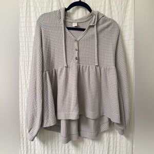 SO Light Gray Waffle Knit Hoodie and long sleeve